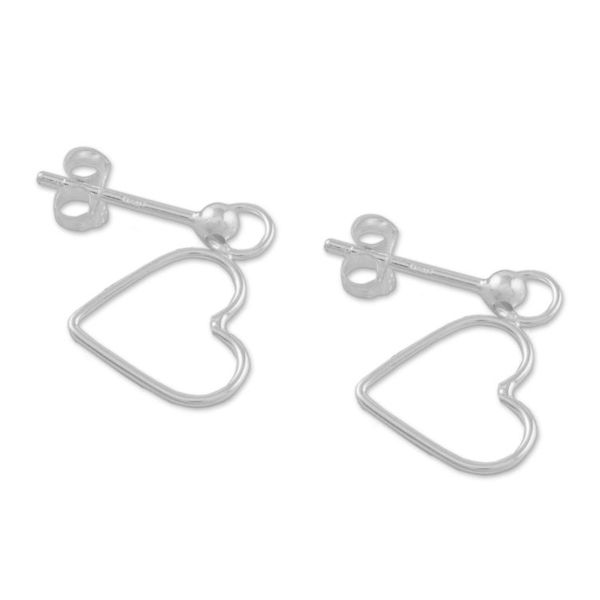 Alternate image for 925 Sterling Silver Heart Shaped Frame Earrings Elegant Heart