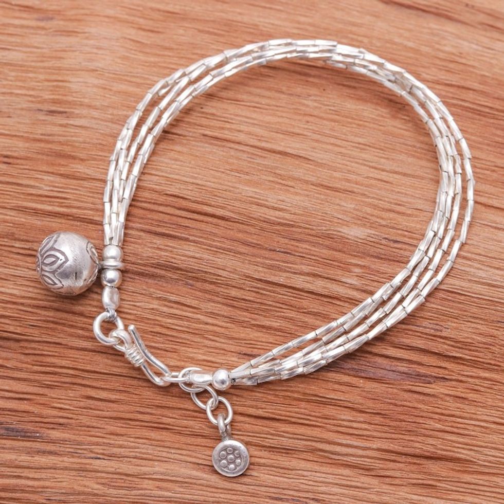 Karen Silver Beaded Bracelet from Thailand 'Karen Rivers'