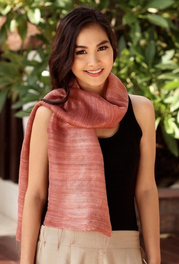 Alternate image for Pink Silk Scarf Bold Rose