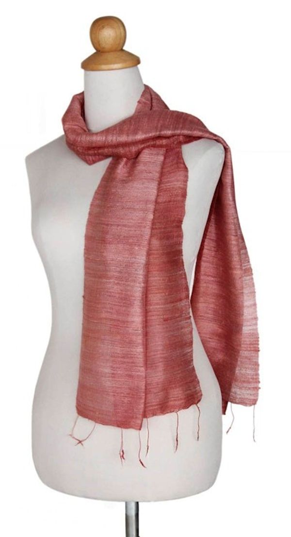 Alternate image for Pink Silk Scarf Bold Rose
