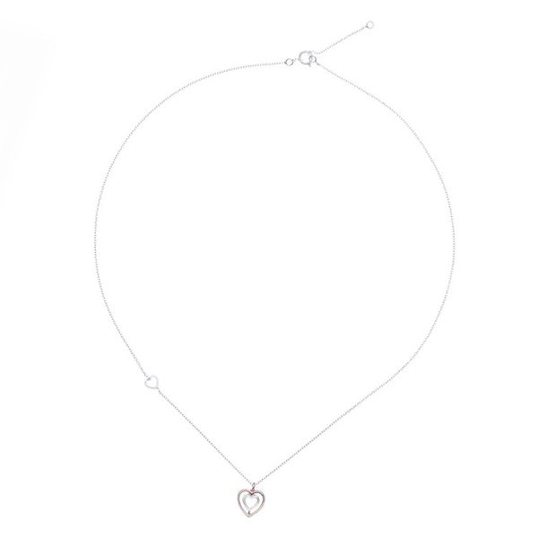 Alternate image for Rose Gold and Sterling Silver Necklace Dual Hearts
