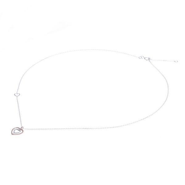 Alternate image for Rose Gold and Sterling Silver Necklace Dual Hearts