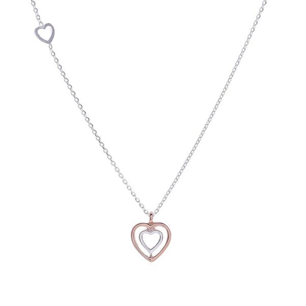 Alternate image for Rose Gold and Sterling Silver Necklace Dual Hearts