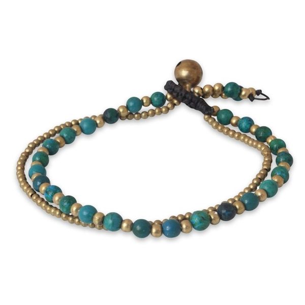 Alternate image for Serpentine and Brass Beaded Bracelet Dazzling Green Harmony