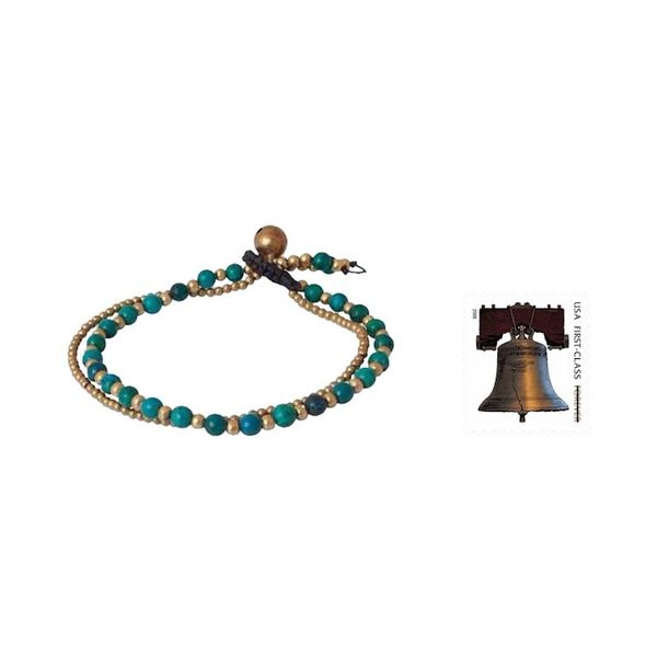 Alternate image for Serpentine and Brass Beaded Bracelet Dazzling Green Harmony