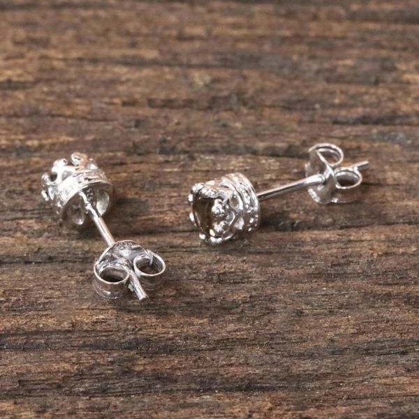 Alternate image for Rhodium Plated Smoky Quartz Stud Earrings from Thailand Brilliant Splendor