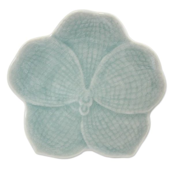 Alternate image for Floral Celadon Ceramic Serving Plate Light Blue Vanda