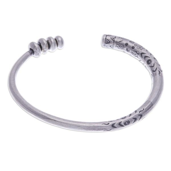 Alternate image for Hill Tribe-Themed Silver Cuff Bracelet Crafted in Thailand Celestial Halo