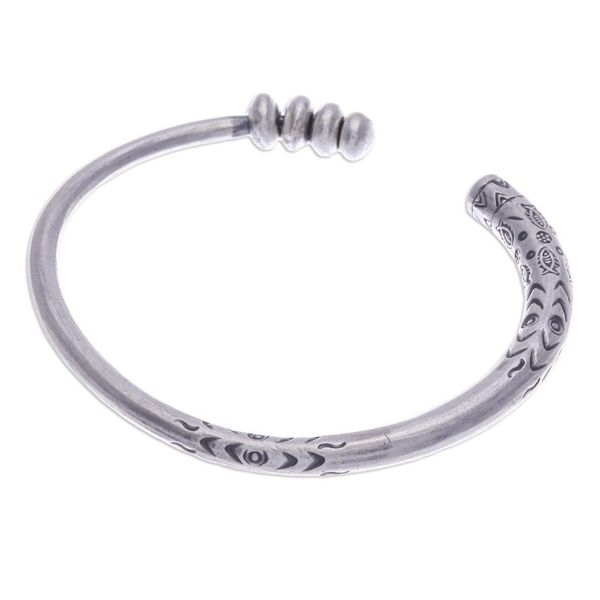 Alternate image for Hill Tribe-Themed Silver Cuff Bracelet Crafted in Thailand Celestial Halo