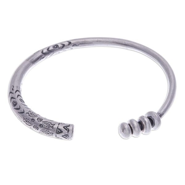 Alternate image for Hill Tribe-Themed Silver Cuff Bracelet Crafted in Thailand Celestial Halo