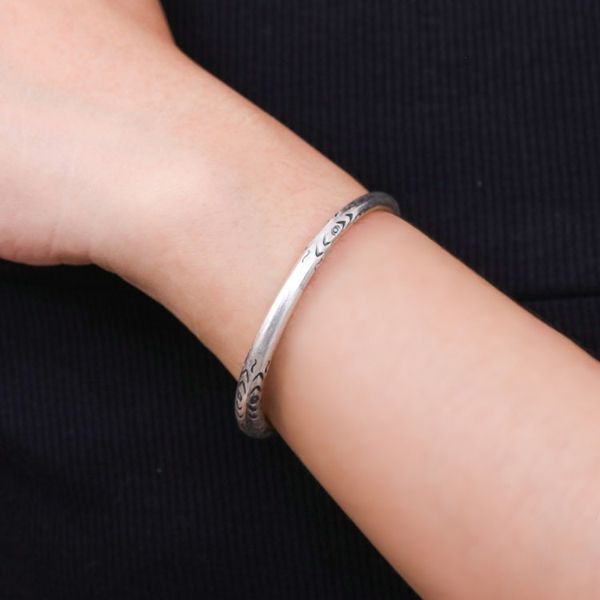 Alternate image for Hill Tribe-Themed Silver Cuff Bracelet Crafted in Thailand Celestial Halo