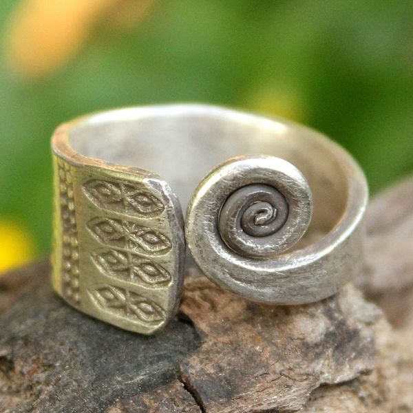 Alternate image for Hill Tribe Sterling Silver Wrap Ring Thai Sunbeams