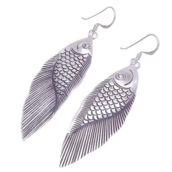 Alternate image for Thai Karen Hill Tribe Silver Fish Earrings Karen Fish
