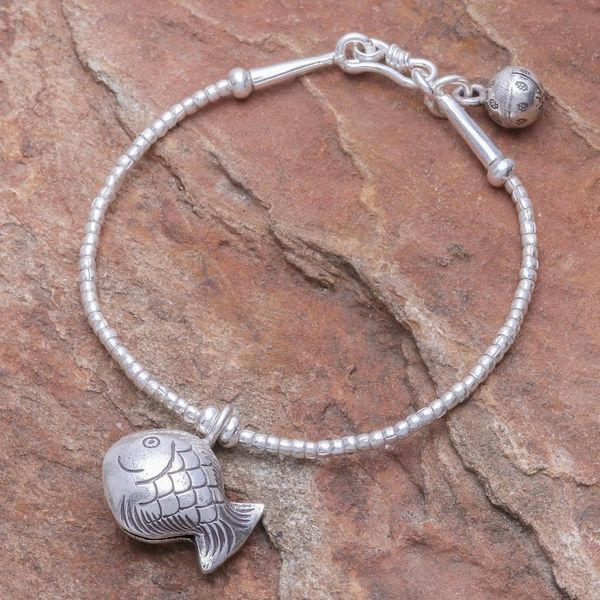 Alternate image for Karen Hill Tribe Silver Goldfish Bracelet with Ringing Bells Singing Hill Tribe Goldfish