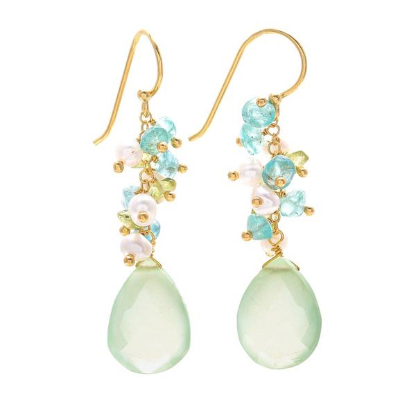 Alternate image for 18k Gold-Plated Multi-Gemstone Dangle Earrings from Thailand Paradise Blooming