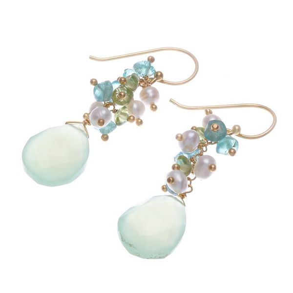 Alternate image for 18k Gold-Plated Multi-Gemstone Dangle Earrings from Thailand Paradise Blooming