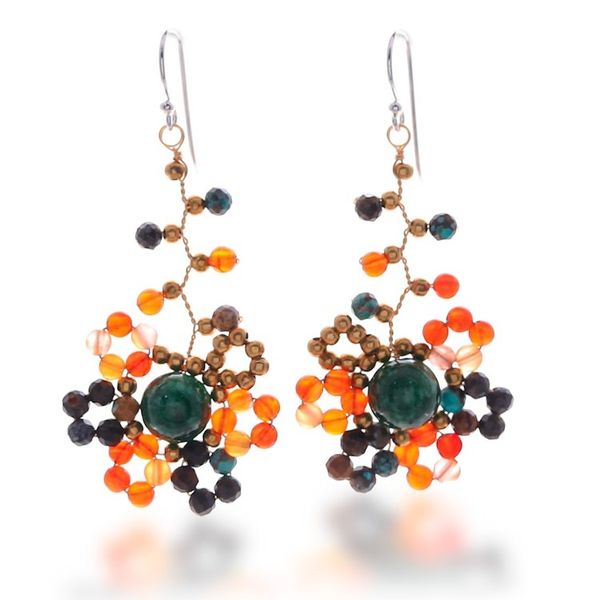 Alternate image for Sunset-Toned Multi-Gemstone Beaded Dangle Earrings Sunset Atoms