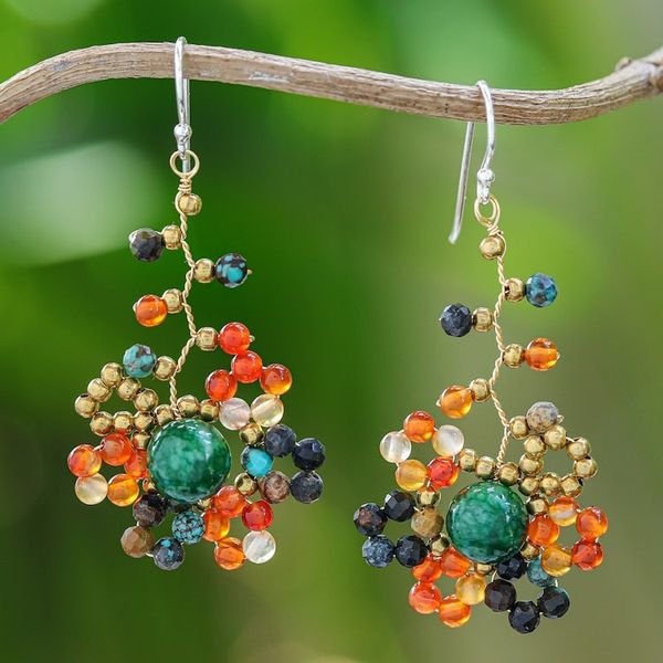 Alternate image for Sunset-Toned Multi-Gemstone Beaded Dangle Earrings Sunset Atoms