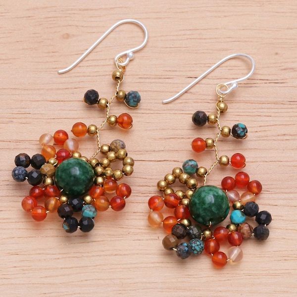 Alternate image for Sunset-Toned Multi-Gemstone Beaded Dangle Earrings Sunset Atoms