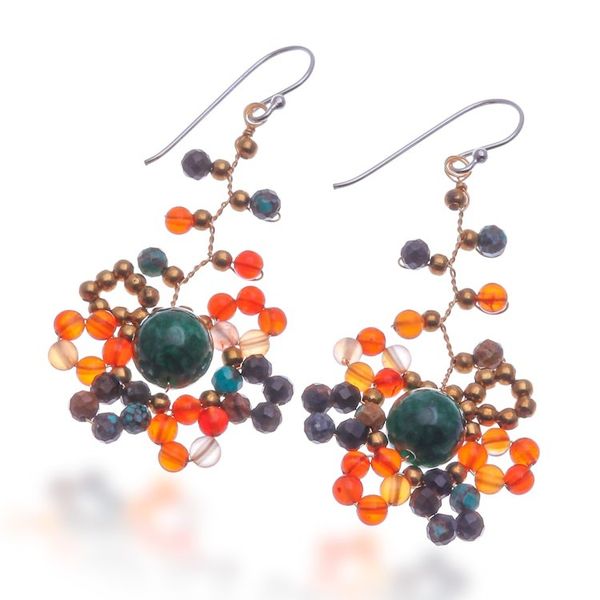 Alternate image for Sunset-Toned Multi-Gemstone Beaded Dangle Earrings Sunset Atoms