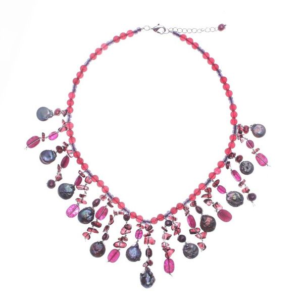 Alternate image for Thai Cultured Pearl and Garnet Waterfall Necklace Sugar Berry