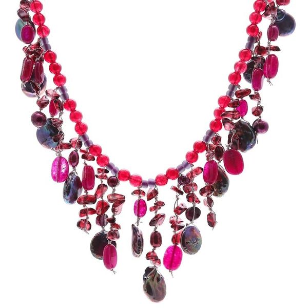 Alternate image for Thai Cultured Pearl and Garnet Waterfall Necklace Sugar Berry