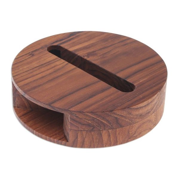 Alternate image for Round Reclaimed Wood Phone Speaker from Thailand Modern Sound