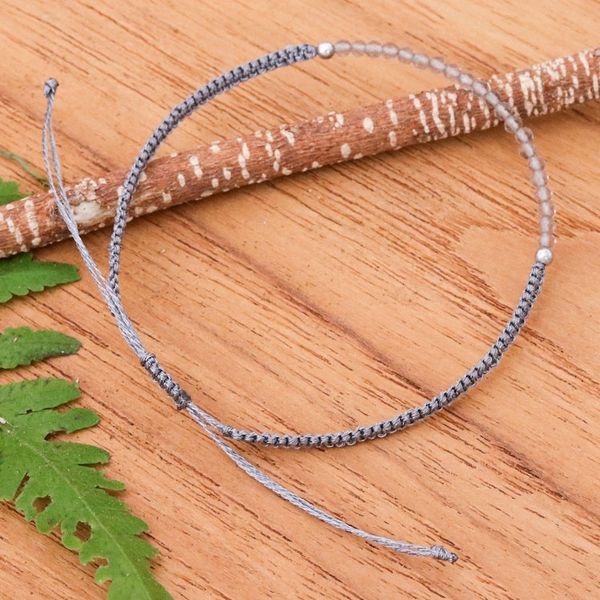 Alternate image for Smoky Quartz Pendant Bracelet with Macrame Cord in Graphite Refined Delicacy
