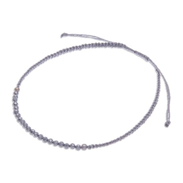 Alternate image for Smoky Quartz Pendant Bracelet with Macrame Cord in Graphite Refined Delicacy