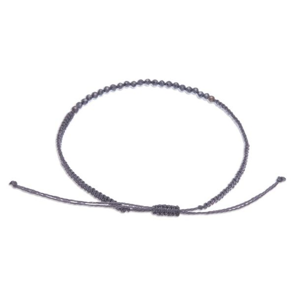Alternate image for Smoky Quartz Pendant Bracelet with Macrame Cord in Graphite Refined Delicacy