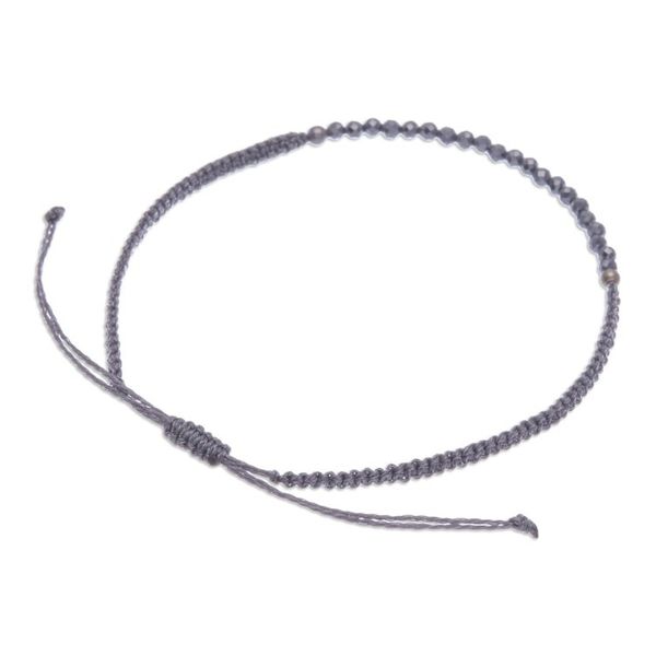 Alternate image for Smoky Quartz Pendant Bracelet with Macrame Cord in Graphite Refined Delicacy
