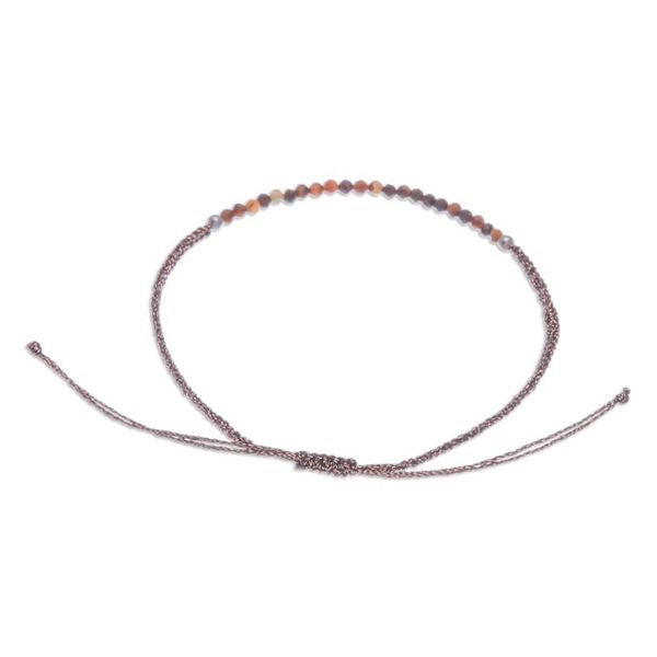 Alternate image for Tigers Eye Pendant Bracelet with Patterned Macrame Cord Warm Delicacy