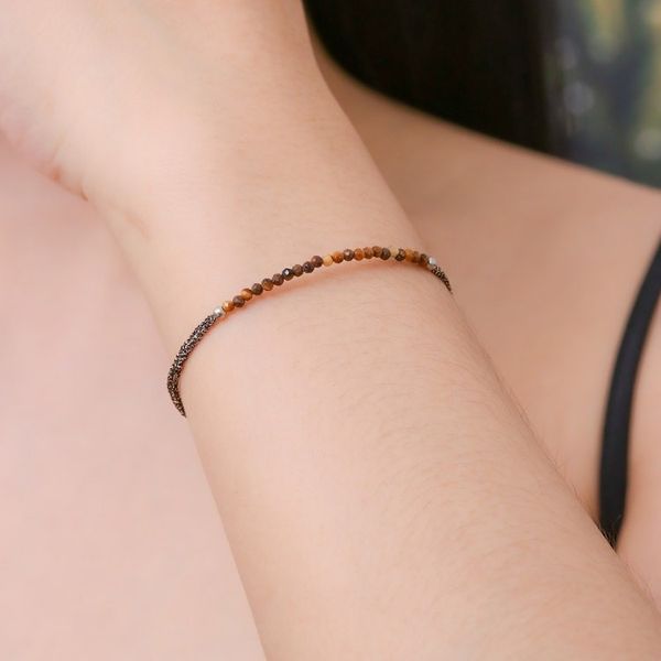 Alternate image for Tigers Eye Pendant Bracelet with Patterned Macrame Cord Warm Delicacy