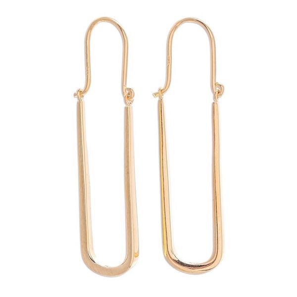 Alternate image for 18k Gold-Plated Oblong Hoop Earrings in a High Polish Finish Grand Glory