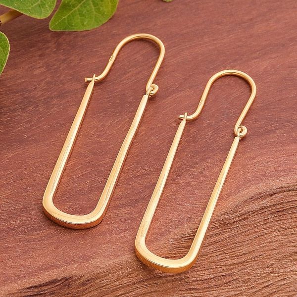 Alternate image for 18k Gold-Plated Oblong Hoop Earrings in a High Polish Finish Grand Glory