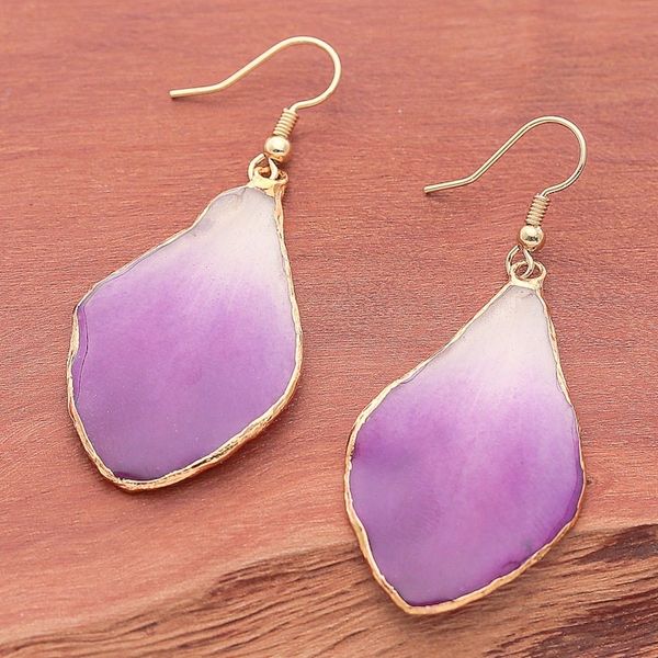 Alternate image for White and Purple Orchid 22k Gold-Accented Dangle Earrings Magical Petal