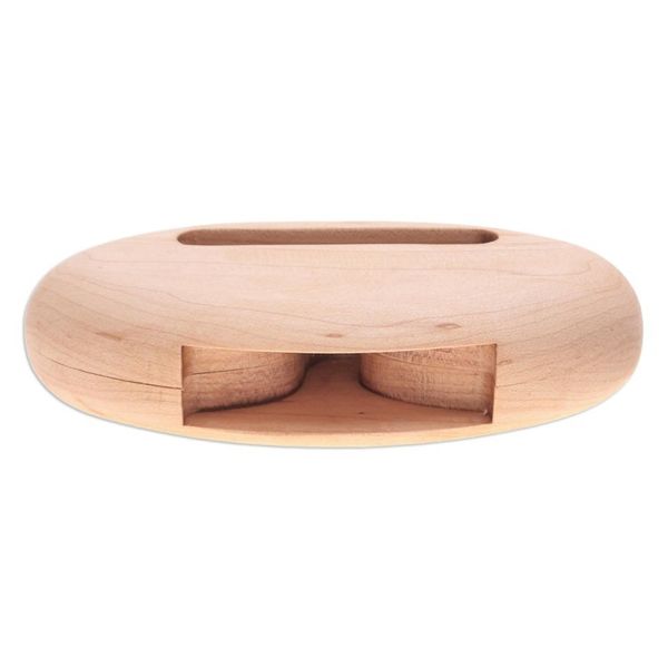 Alternate image for Hand-Carved Minimalist Oval Maple Wood Phone Speaker Tender Sounds