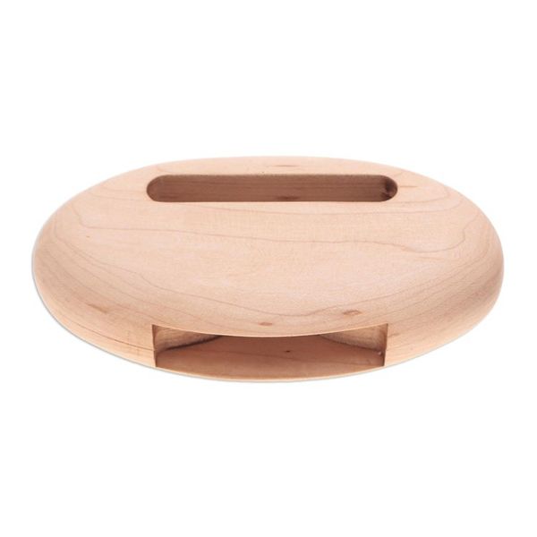Alternate image for Hand-Carved Minimalist Oval Maple Wood Phone Speaker Tender Sounds