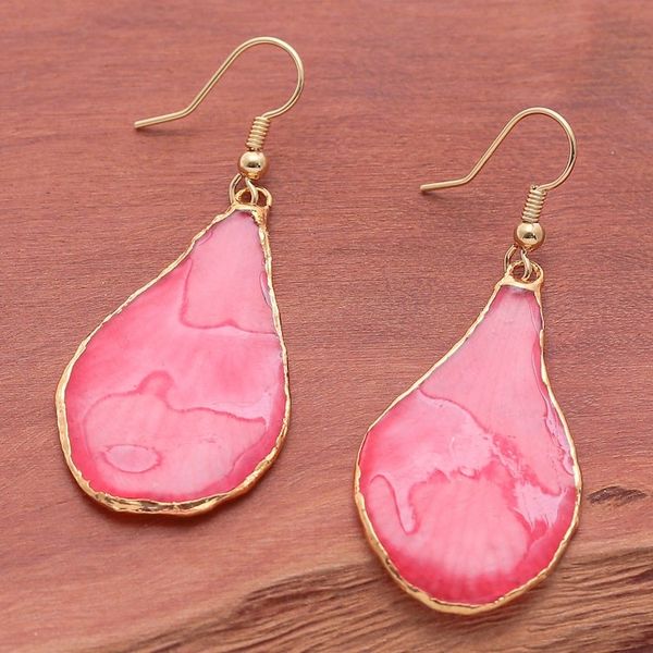 Alternate image for Fuchsia Spring-Themed Gold-Accented Petal Dangle Earrings Flawless Petal