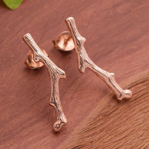 Alternate image for 18k Rose Gold-Plated Timber Drop Earrings Made in Thailand The Rose Timber