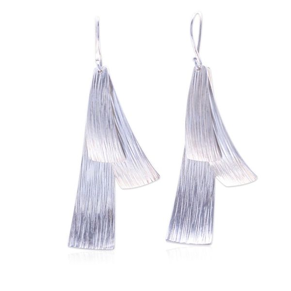 Alternate image for Abstract-Themed Polished Sterling Silver Dangle Earrings Immortal Motion
