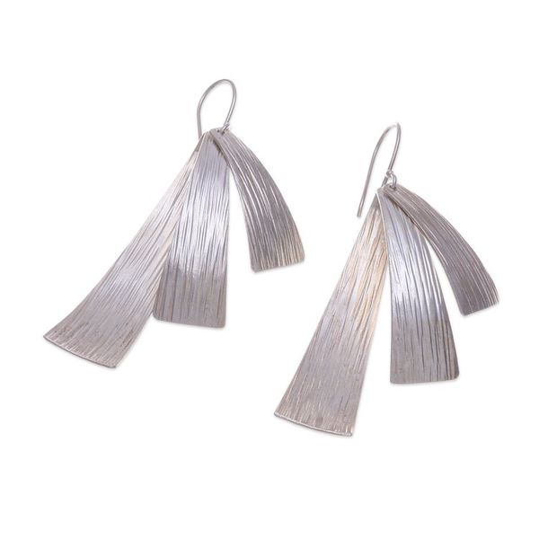 Alternate image for Abstract-Themed Polished Sterling Silver Dangle Earrings Immortal Motion