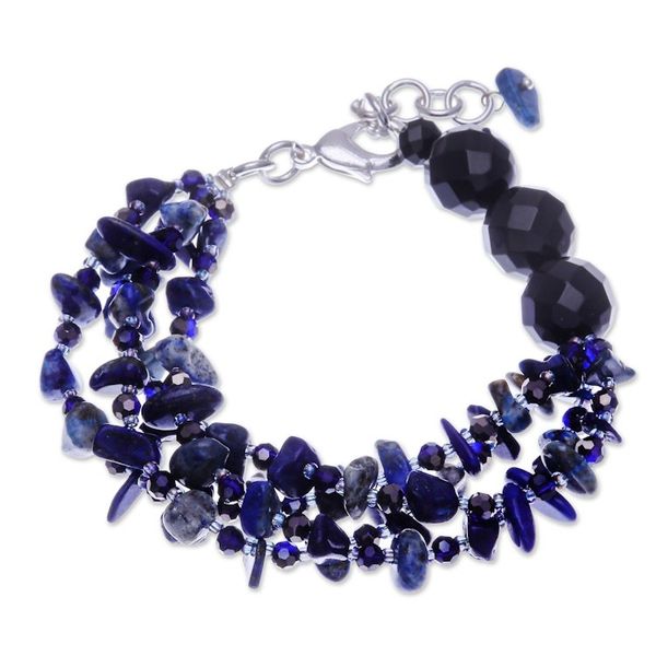 Alternate image for Blue-Toned Lapis Lazuli and Glass Beaded Strand Bracelet True Jewels