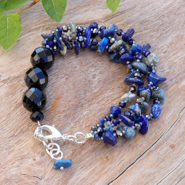 Alternate image for Blue-Toned Lapis Lazuli and Glass Beaded Strand Bracelet True Jewels