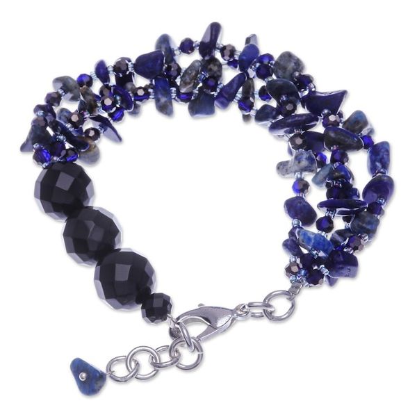 Alternate image for Blue-Toned Lapis Lazuli and Glass Beaded Strand Bracelet True Jewels