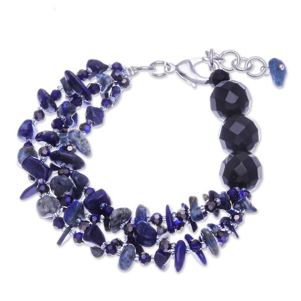 Alternate image for Blue-Toned Lapis Lazuli and Glass Beaded Strand Bracelet True Jewels