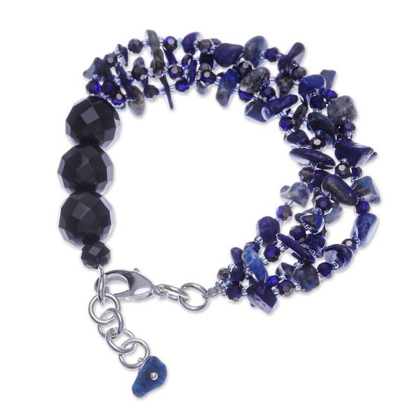 Alternate image for Blue-Toned Lapis Lazuli and Glass Beaded Strand Bracelet True Jewels