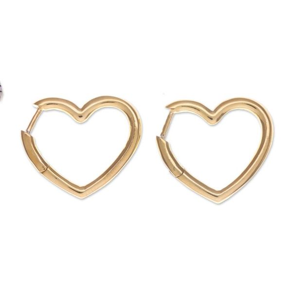Alternate image for Heart-Shaped 18k Gold-Plated Hoop Earrings Made in Thailand Victorious Beats