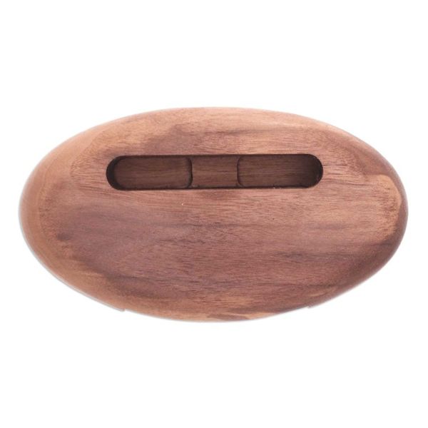 Alternate image for Hand-Carved Minimalist Oval Walnut Wood Phone Speaker Regal Sounds
