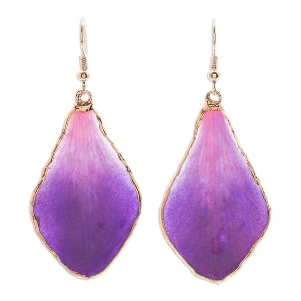 Alternate image for Fuchsia and Purple Petal 22k Gold-Accented Dangle Earrings Capricious Petal